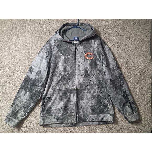 Reebok Other - Chicago Bears Reebok Full Zip Hoodie Mens L Grey NFL Onfield Geometric Pattern